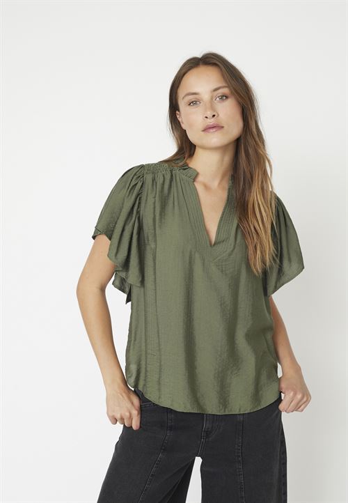 CO`COUTURE TOP, HERACC SS FRILL TOP, ARMY